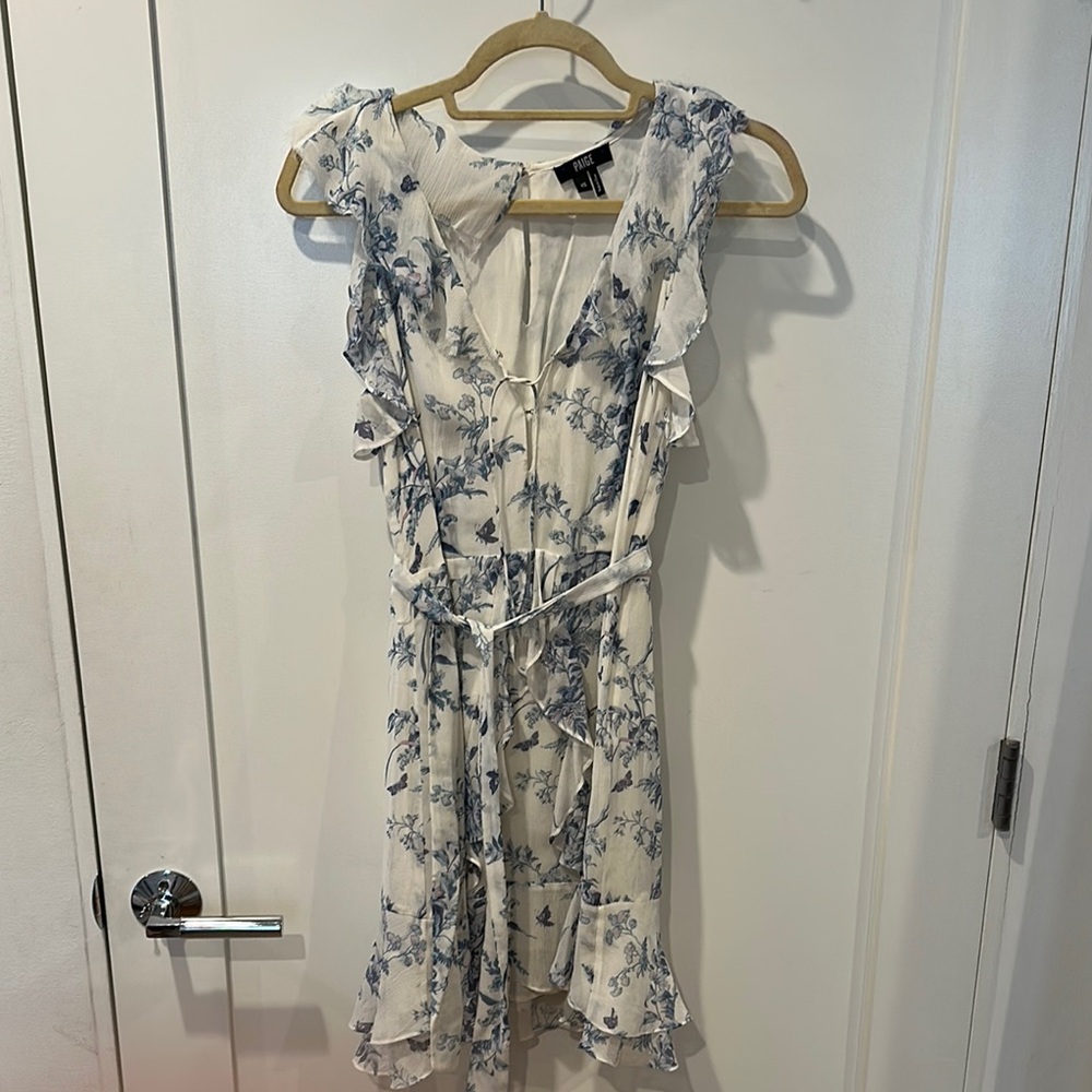 PAIGE Blue and Gray Ruffled Sundress